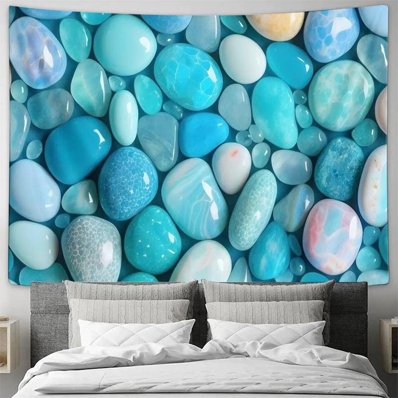 Blue Pebble Pattern Tapestry Bohemian Home Decor for Living Room