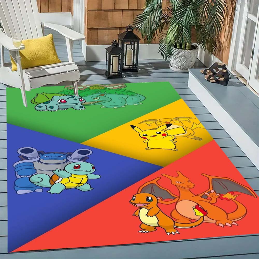 Cute Pokémon print home rug, anime style, cartoon welcome mat, a great gift for family and friends.