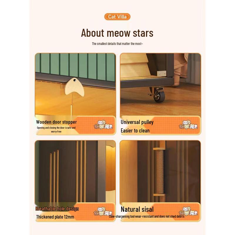 HANDUNYOU Luxury Detached Wooden Cat House