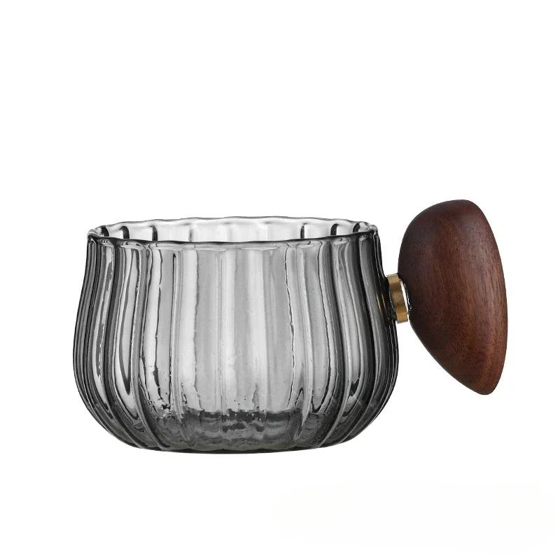 200ML Heat-resistant High Boron Silicon Glass Coffee Mug with Wooden Handle Ice American Latte Cup Tea Cup Household Water Cup