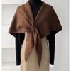 Модный однотонный вязаный шаль-накидка Мягкий шарф-обертка на шею Зимний теплый шаль из смесовой шерсти