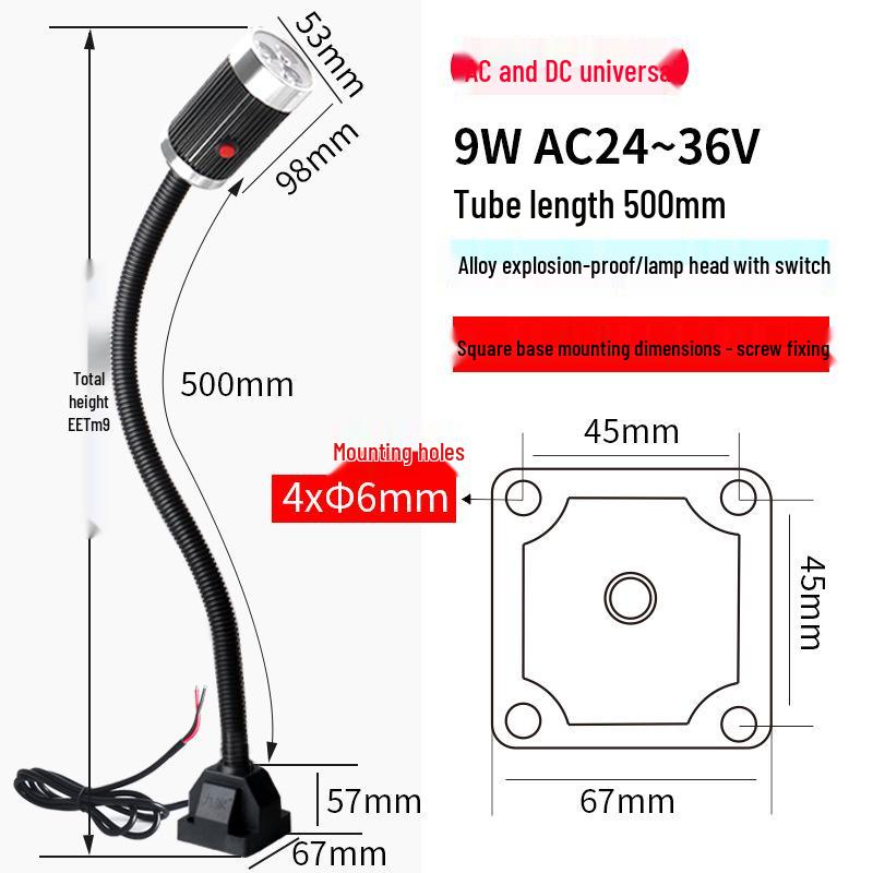 Девять Магнитных Светильников для Станков на Гусиной Шее - 3Вт/6Вт/9Вт, 24В/220В, Мощное Магнитное Основание, Длинный Кронштейн