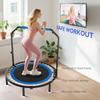 48  Foldable Mini Fitness Trampoline With Adjustable Foam Handle Blue