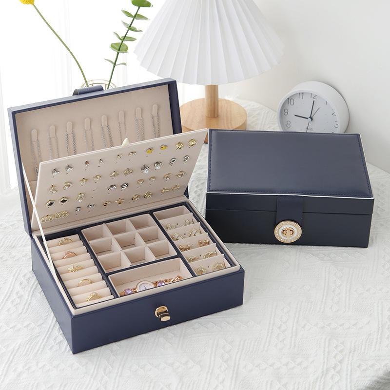 2026Double Layer Jewelry Box Organizer Large Capacity PU Leather Storage Ring Box Earrings studs Jewelry Display Jewelry Package