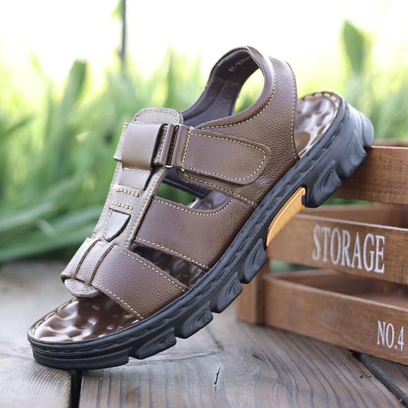 New Men's Beach Shoes Fashionable Outdoor Thick-soled Genuine Leather Sandals Wear-resistant Non-slip Slippers Mens Sandals