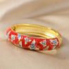 Traditional Peony Filigree Flower Bangle Enamel Cheongsam Bracelet Daily
