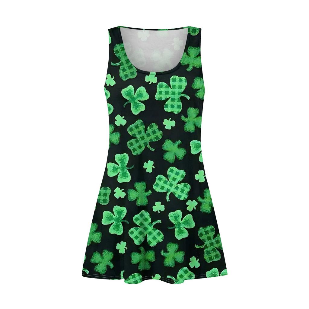 Женская повседневная одежда St. Платье-жилет с принтом ко Дню Святого Патрика, U-образным вырезом и боковыми карманами