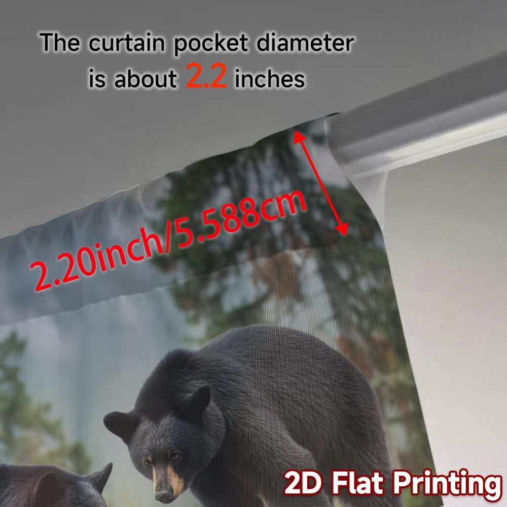 2pcs, 2D FLAT PRINTING Curtains (Without Rod) Forest Bears Popular Curtain Polyester Curtains Outdoor Decorations for Bedroom,