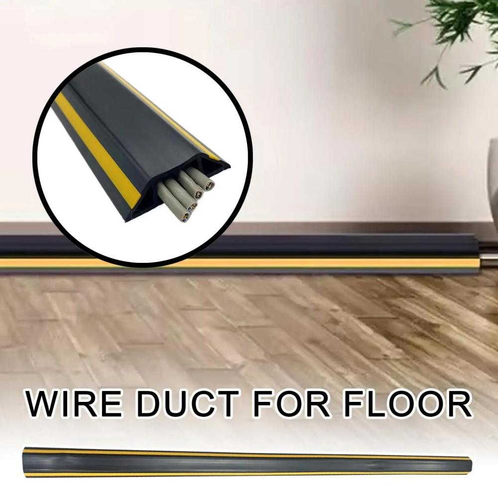 1pc 118.11inX1.57in Floor Cable Cover PVC Cord Protector Hider Power Cable Sleeves Wall Electric Wire Duct Slot Cable Manage