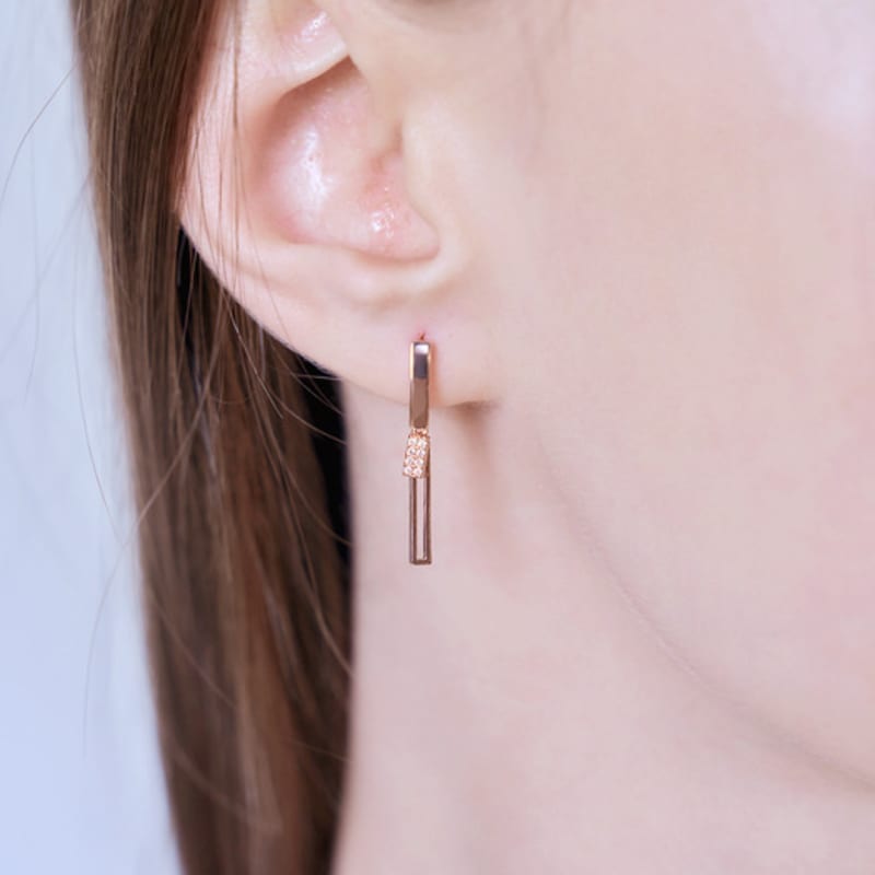 Серьги-пусеты ELLE Jewelry 14K GF с подвеской-палочкой, застежка-гвоздик ELGPEE443