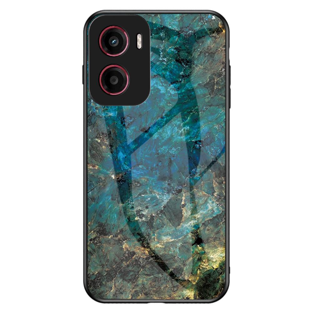 Для Motorola Moto G05 4G Чехол Мраморный узор Закаленное стекло+ПК+ТПУ Защитный чехол для телефона