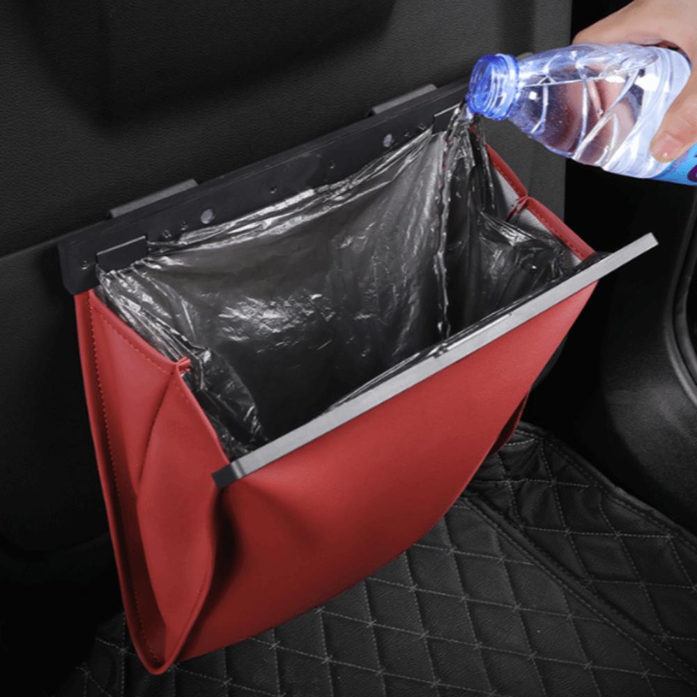 Waterproof Magnetic Adsorption Storage Bag Leather Seat Hanging Trash Can  Car Interior Supplies