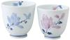 Nishikai Pottery Hasami Ware Pair Tea Cup Tsujiga Floral Pattern Presentation 11469 (In Box)