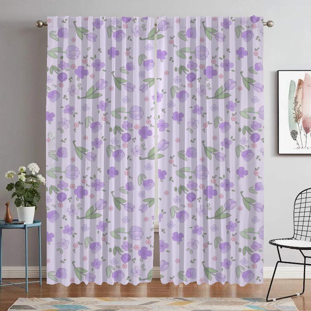 Цветочные элегантные шторы для комнаты, занавески для окна камеры, занавески для домашнего интерьера, 2 шт., абажуры, украшение на Хэллоуин, перегородка