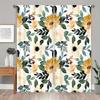 2Pc Yellow Floral And Green Leaf Pattern Curtains, Polyester Fabric, Machine Washable, Suitable For Living Room, Bedroom