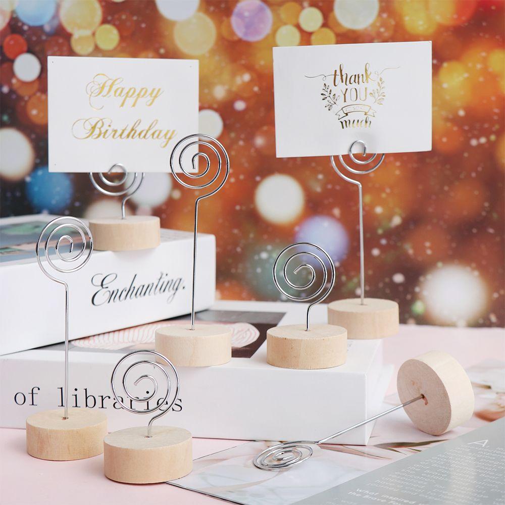Clamp Round Shape Base Wedding Supplies Wooden Clamps Stand Place Card Picture Frame Photos Clips