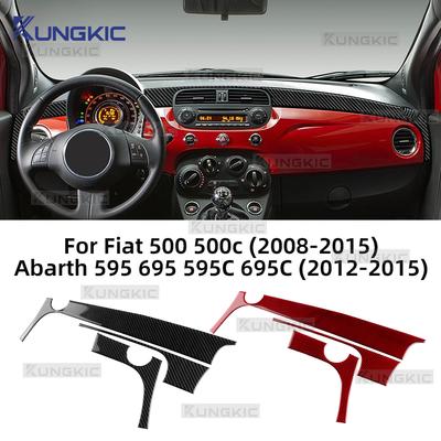 Soft Carbon Fiber Sticker For Abarth 595 695 595C 695C 2012 2013 2014 2015 For Fiat 500 500C 2008-2015 Car Instrument Strip Trim