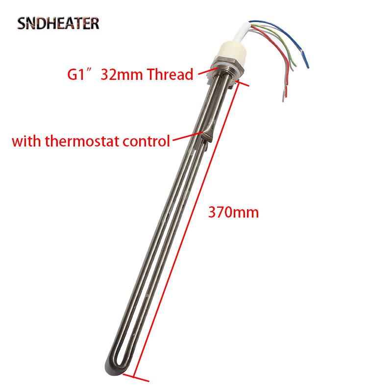 SNDHEATER 220В 1,5 кВт Электрический ТЭН для солнечного бака G1" Резьба 32 мм с контролем температуры 37 см 3-проводной с колпачком
