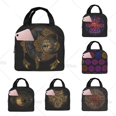 Сумка для ланча Mandala Boho Crescent Moon Sun Dreamcatcher, водонепроницаемая портативная сумка для модного ланч-бокса с застежкой-молнией