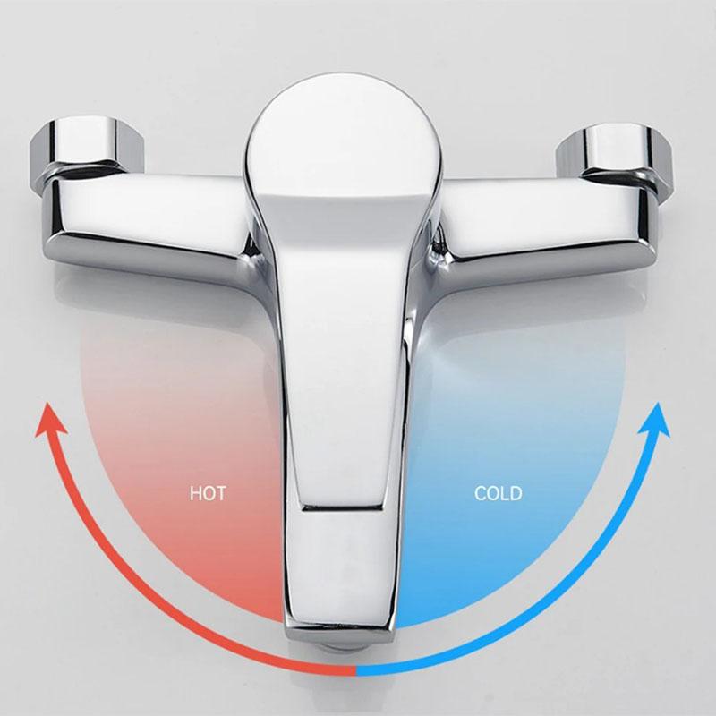 Faucet Zinc Alloy Basin Faucets Chrome Wall Mounted Hot Cold Water Dual Spout Mixer Tap for Bathroom Splitter Bath Shower Basin