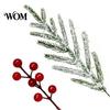 Winter Wedding Floral Greenery Artificial Christmas Snow Pine Branches And Red Berry Stems, Snowy Norfolk Stem, Faux Tree Filling White Frosted