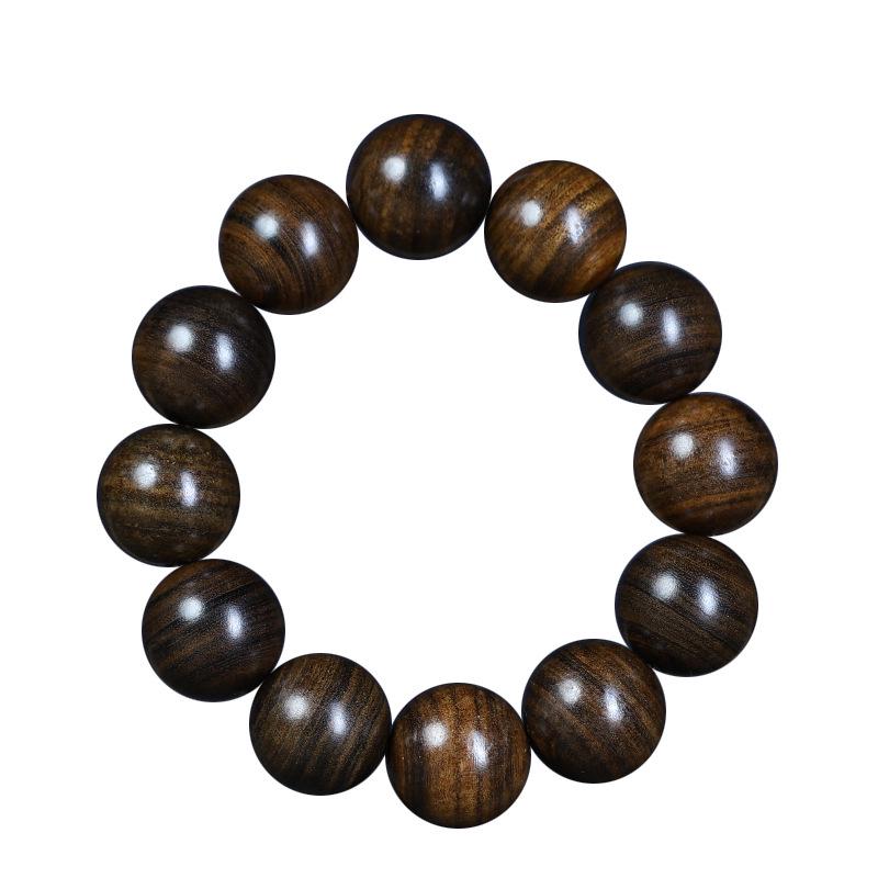 Men's Agarwood Bodhisattva Chess Bracelet: 108 Wooden Prayer Beads, Single Strand 2.0 Design with Small Holes.