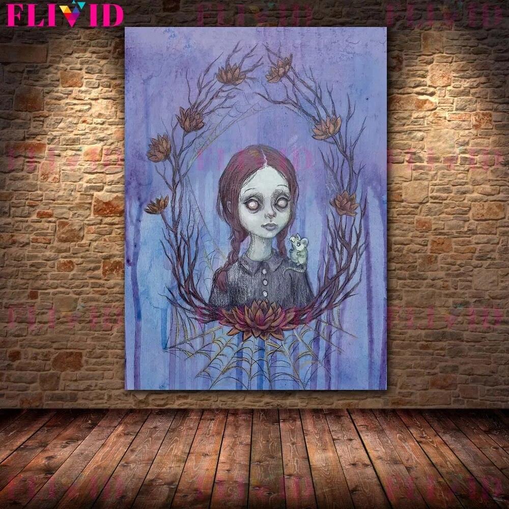 Mushrooms And Blossom Of Death Gothic HorrorArt Wall Art Canvas Painting Witch,Witchcraft Abstract Art Poster And Print Decor No Frame