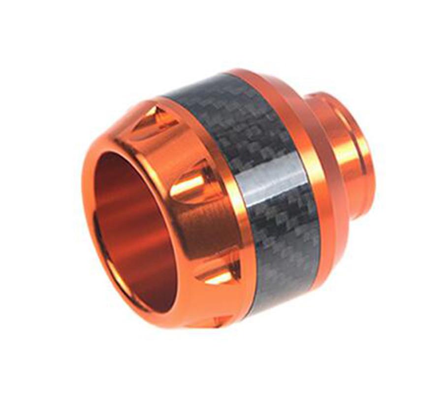 1Pc Orange & Carbon Fiber Look Motorcycle Front Fork Frame Sliders 5.1x5x1.5cm