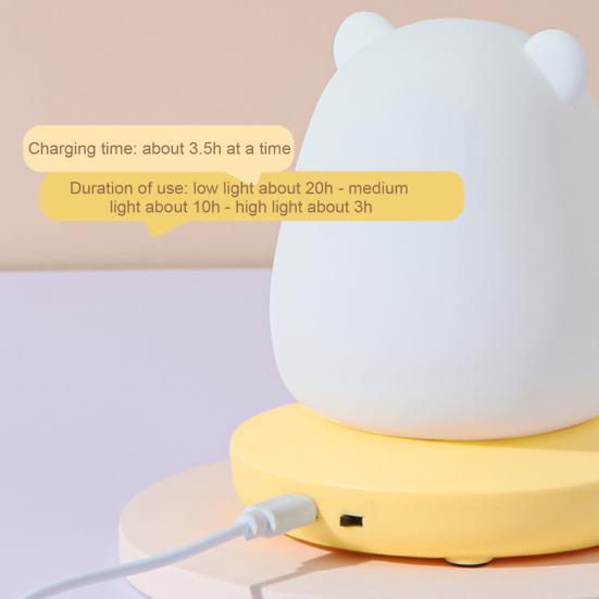 Ночник с мультяшными животными, мягкое мерцающее освещение, без затемнения, перезаряжаемый ночник, прикроватный светильник, украшение