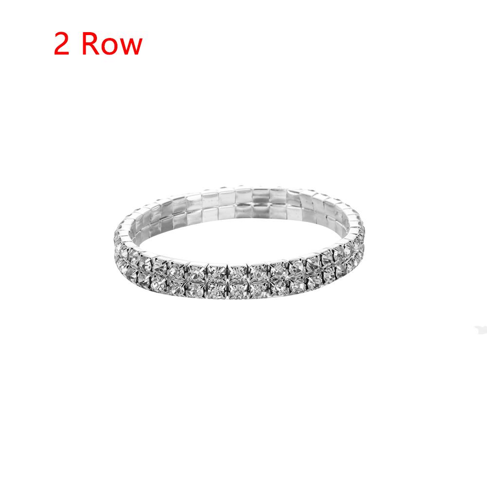 1-10 Rows Wedding Bridal Jewelry Elastic Bangle Stretch Bracelet Crystal Rhinestone Wristband
