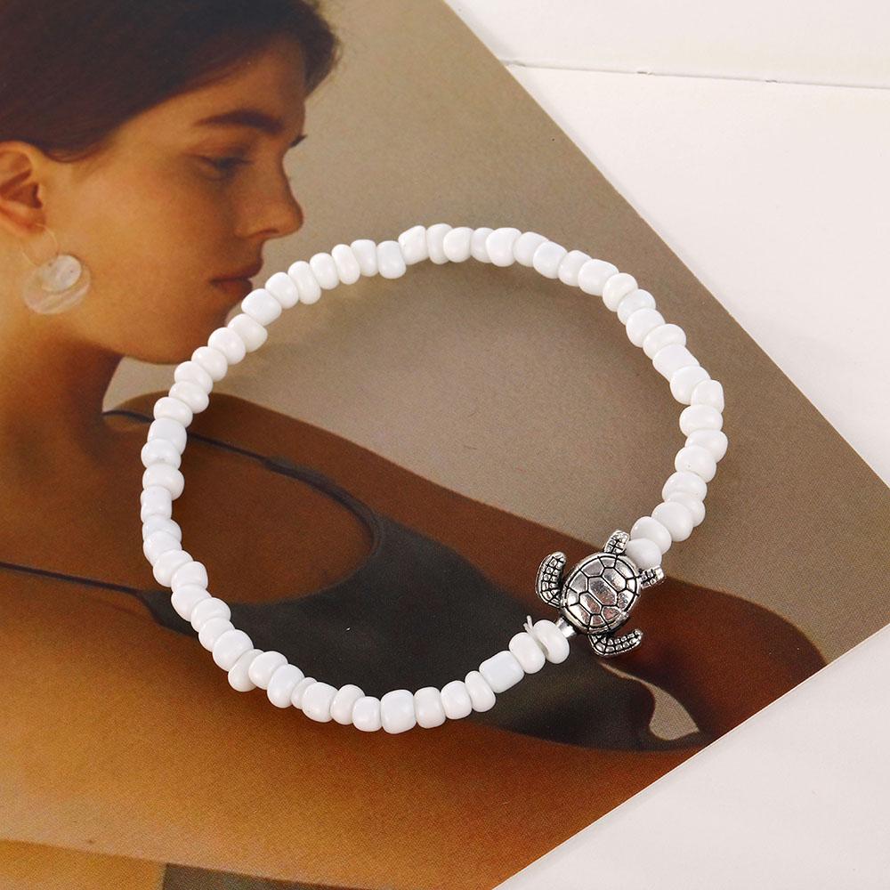2 Pcs Charm Boho Fashion Turtle Shell Beads Anklets Set for Women Beach Party Jewelry