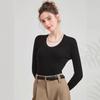Mulberry Silk & Wool Slim-fit Long-sleeve Knit Top - Women's Versatile Early Autumn Style