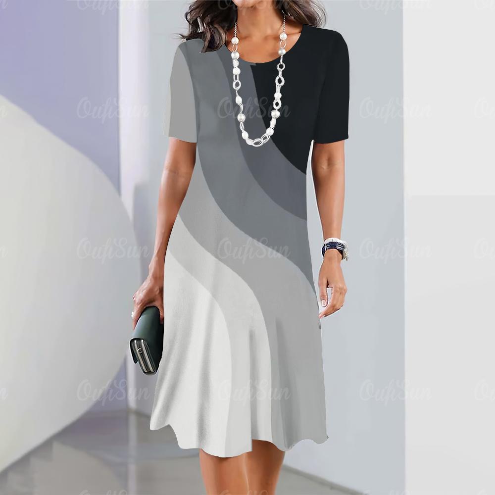 Женские платья с геометрическим и полосатым принтом. Элегантные и красивые длинные платья. Летнее цельное платье для женщин больших размеров.