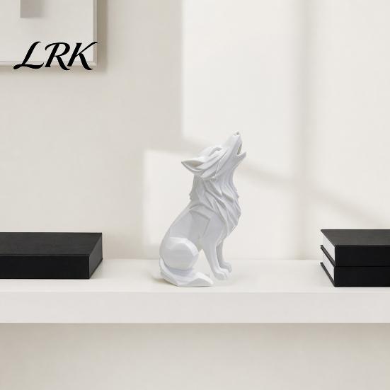 Геометрическая статуэтка Волка, Воющая статуя, Миниатюрная 3D-печатная фигурка животного, Стоящая, Сидящая, Украшение для офисного стола, Полка, Подарок для любителей