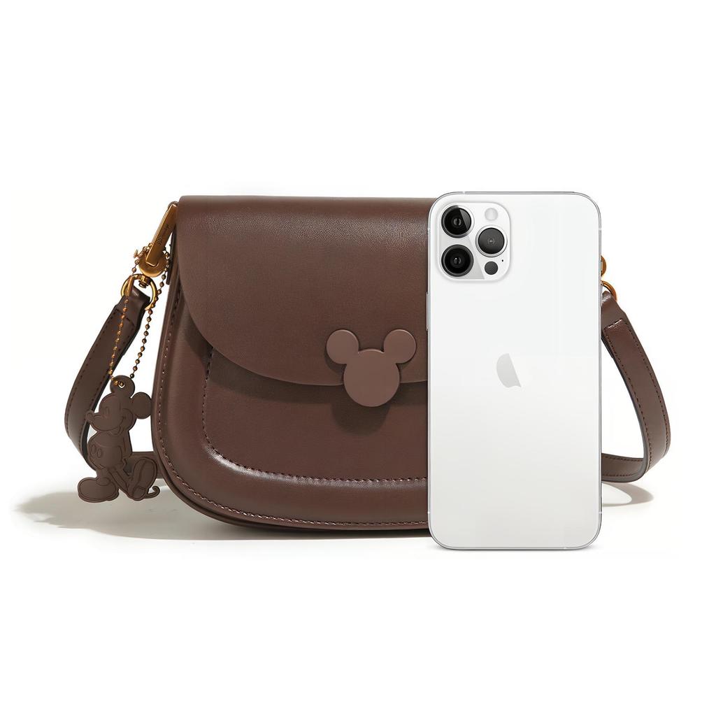 New Disney Mickey Series PU Crossbody Bag, Commuter Bag Medium Size Women's Brown BMK-71082K