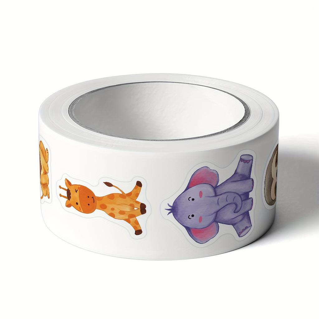 Animal Stickers with, Elephant, Giraffe, , Hippo, Cheetah, , Monkey, Rhino, Antelope & Meerkat - Cute Party Favors, Supplies, Scrapbook Labels