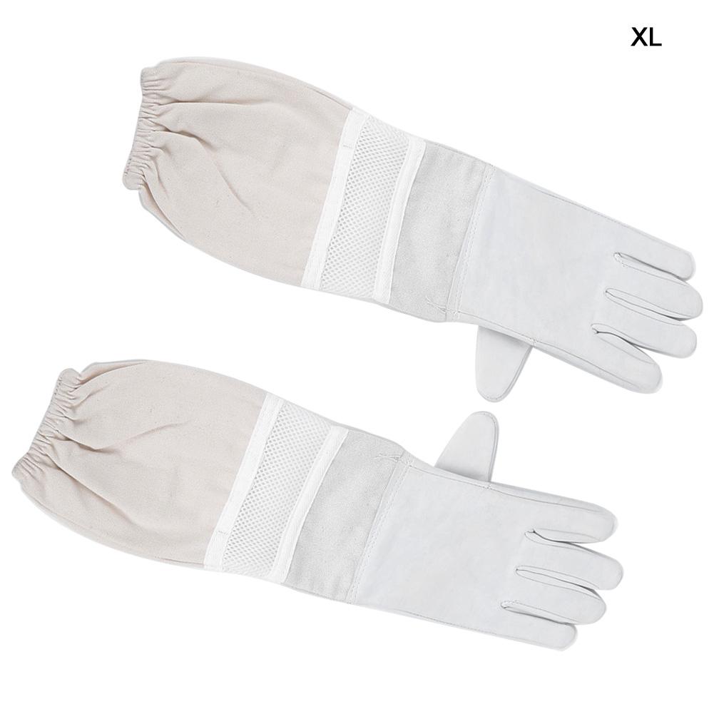 Pair Anti Sting Breathable Bee Gloves Long Sleeves Elastic Cuff Beekeeper Protective Tool with Mesh(XL )