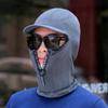 Solid Color Knitted Hooded Hat for Unisex Neck Guard Zipper Scarf Beanie Warm Autumn Winter Headwear Face Cover Thermal Cap