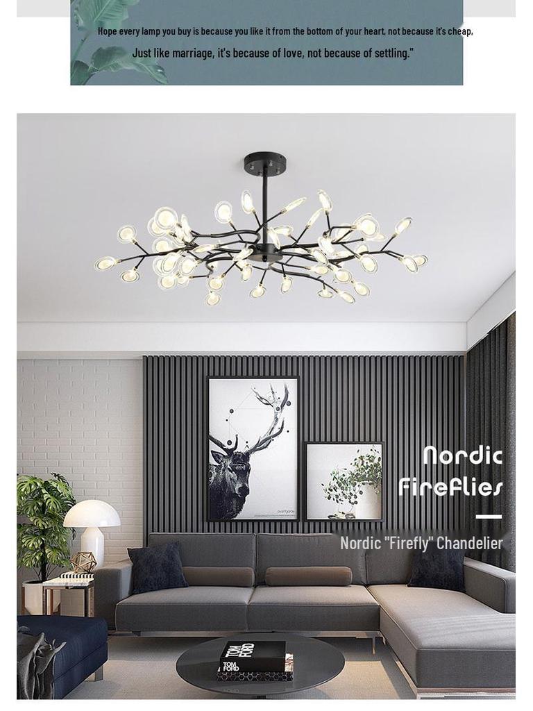 Nordic Firefly Branch Chandelier - Creative Lighting for Living Room or Bedroom