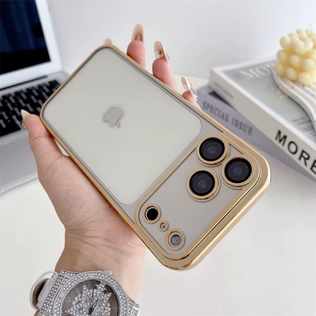 Прозрачный гальванизированный чехол для телефона для iPhone 17 Air 16 15 Plus 14 Pro Max 13 12 Mini Мягкий чехол из ТПУ с защитной пленкой для объектива