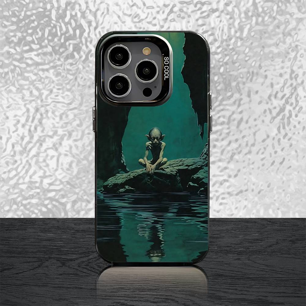 L-Lord of the R-Rings Gollum Phone Case For iPhone 16,15,14,13,12,11,Pro,Max,Plus,Mini,SE Grey Black Matte Laser Back Cover