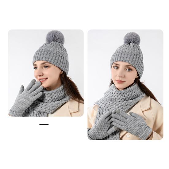 3 шт./комплект унисекс зимняя шапка шарф перчатки комплект толстые трикотажные защитные шапки перчатки эластичные