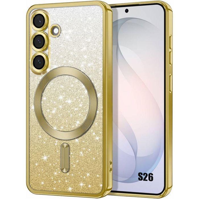 Coque Magnétique - BOOLING - pour Samsung Galaxy S26 - Silicone Anti-Rayure Antichoc -Doré Pailleté