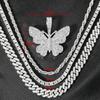 Мужская Женская Хип-Хоп Iced Out Bling Ожерелье с Подвеской в виде Бабочки и 9мм Майамской Кубинской Цепью Хип-Хоп Ожерелья Модные Шармы Ювелирные Изделия