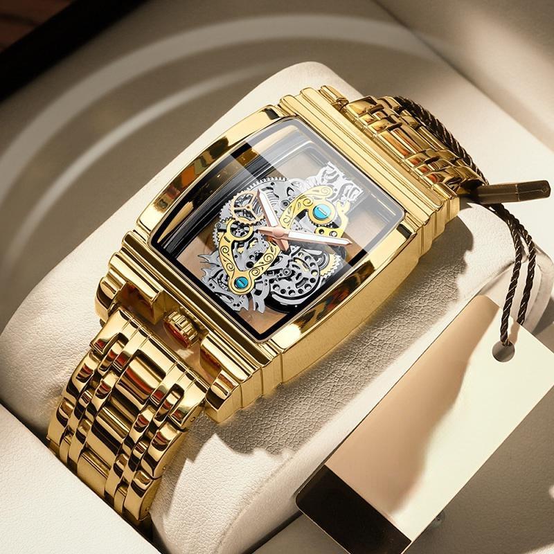 BINBOND Мужские персональные водонепроницаемые светящиеся кварцевые часы модные локомотивные гоночные часы с полыми полосками скелетонированные часы