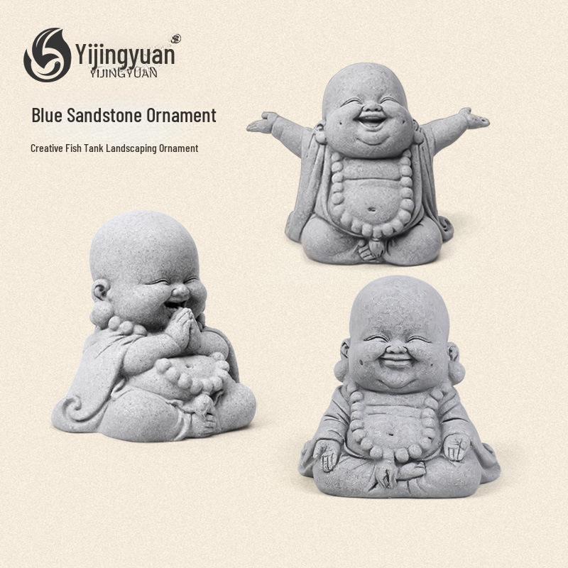 Китайская статуя Будды из песчаника - Декор для внутреннего сада и аквариума