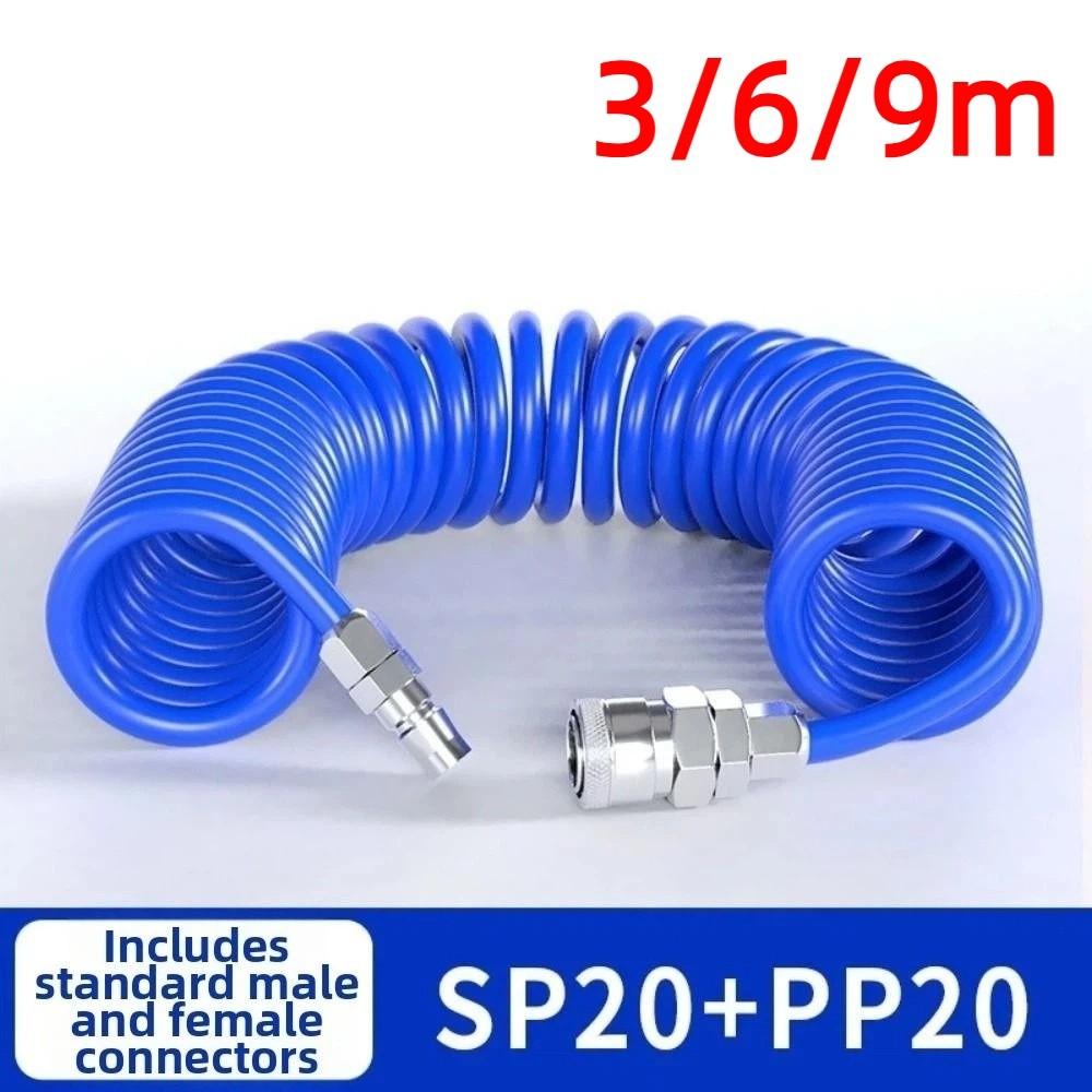 8*5mm PU Recoil Air Hose 3/6/9m Pneumatic Spiral Hose Coiled Air Hose Pneumatic Tools