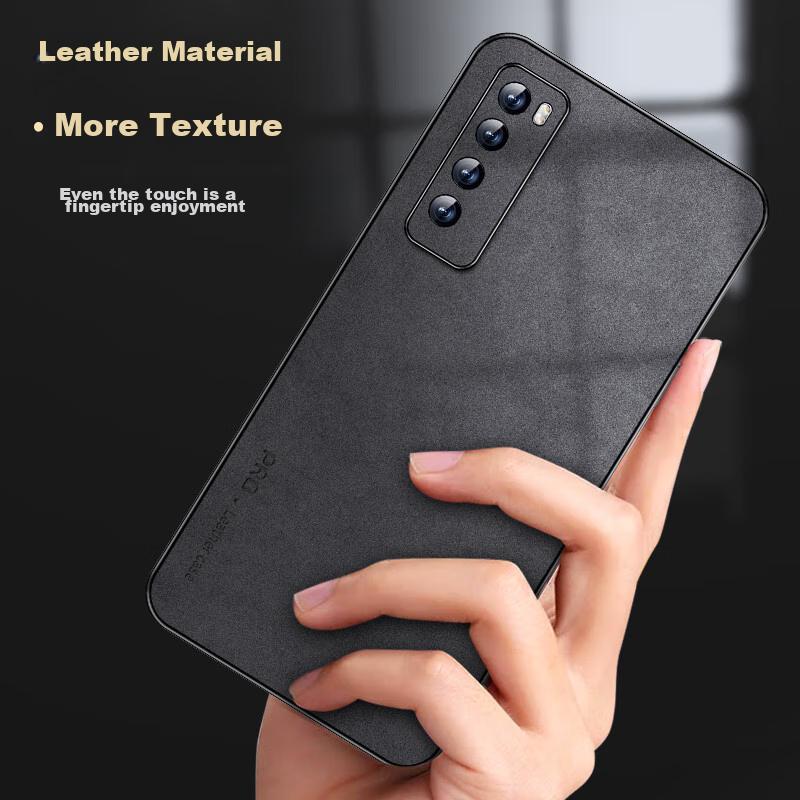 Huawei Nova 7 Phone Case, Nova 7 Protective Cover, Shockproof, Full Lens Protection, Soft, Simple Silicone Outer Case, WoAnd Leather Case, Black