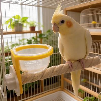 Износостойкая кормушка для птичьей клетки Интерактивная Нескользящая Деревянная жердочка для попугая Точилка для лап Птичья кормушка для клетки