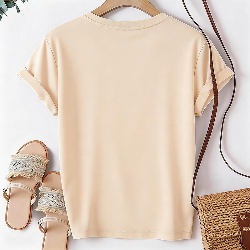 Western Style Boots and Cowboy Hat Letter Print Tshirt 90s Casual Short Sleeve T Shirt Graphic T-Shirt Women's Tees Tops Clothes